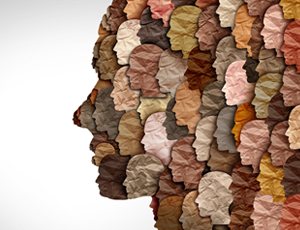 Image of an animated face made up of several different racial faces.